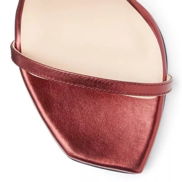 Stuart Weitzman Metallic Red Leather Nudistcurve 100mm Heeled Strap Sandal Sz 9 - Picture 4 of 12